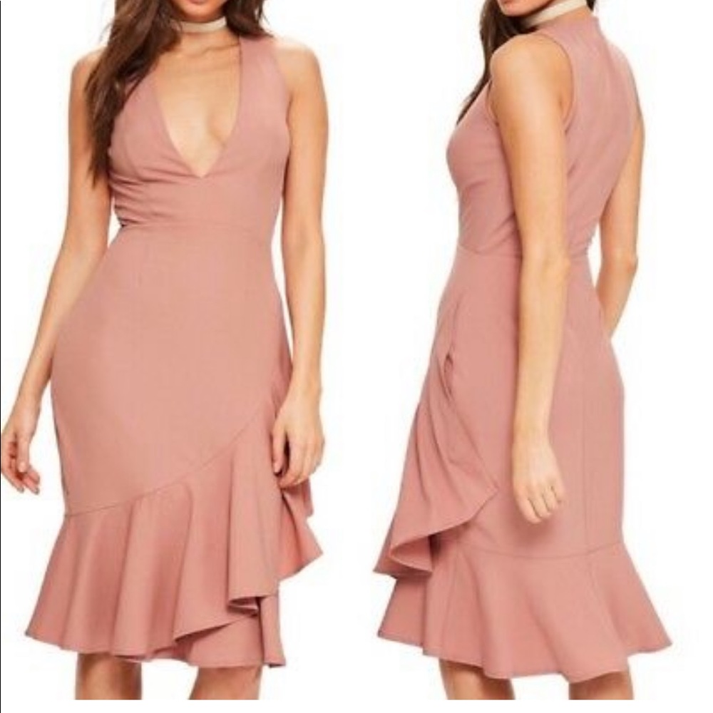 Missguided Ruffle Plunge Bodycon